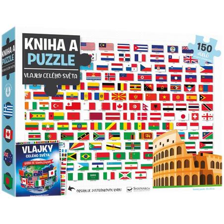 Kniha a puzzle Vlajky celého světa