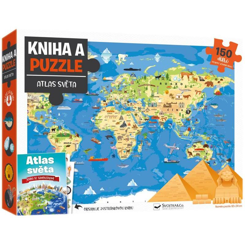 Kniha a puzzle Atlas světa