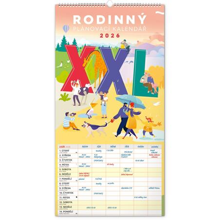 Kalendář 2026 nástěnný: Rodinný, plánovací XXL, 33 x 64 cm