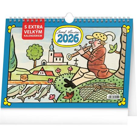 Kalendář 2026 stolní: Josef Lada s extra velkým kalendáriem, 30 x 21 cm
