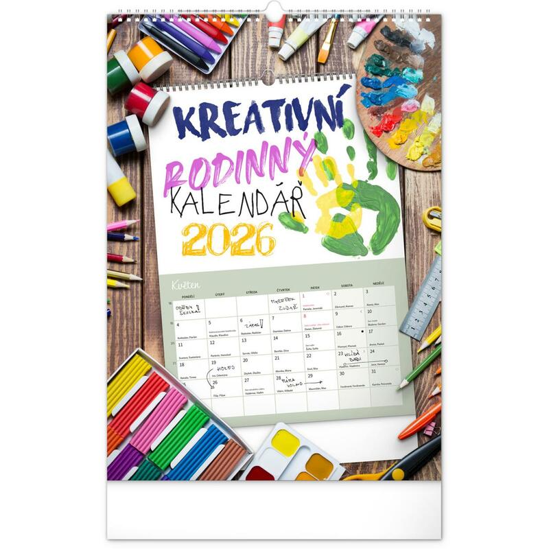 Kalendář 2026 nástěnný: Rodinný, kreativní, 33 x 46 cm