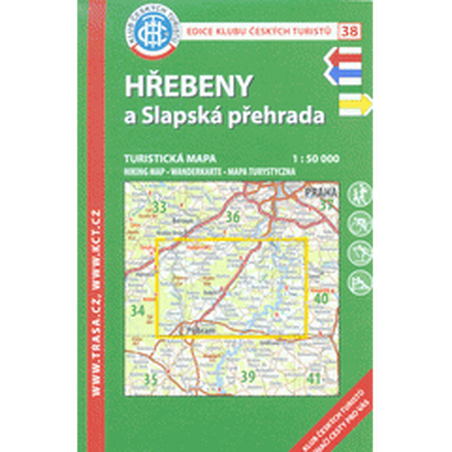 KČT 38 Hřebeny a Slapská přehrada 1:50 000/turistická mapa